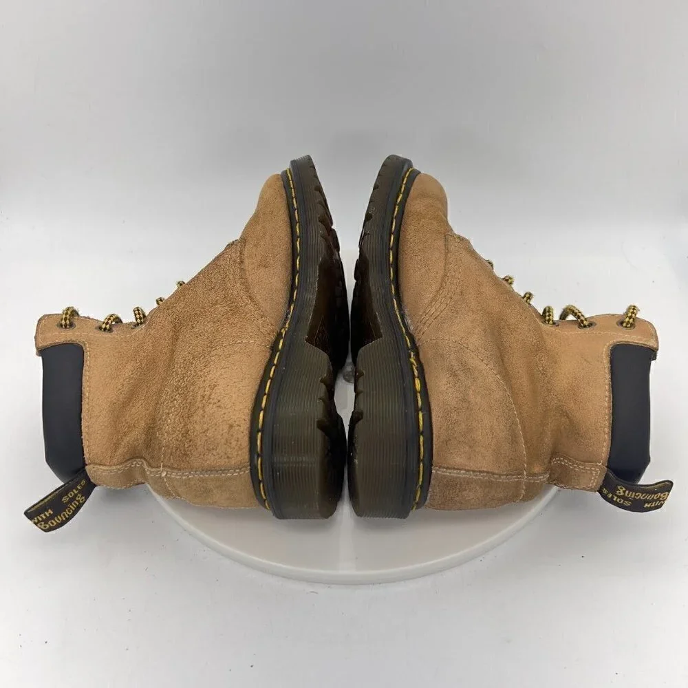 Dr Martens Greasy Suede Leather Tan Yellow Stitch Ankle Women Boot Size 7